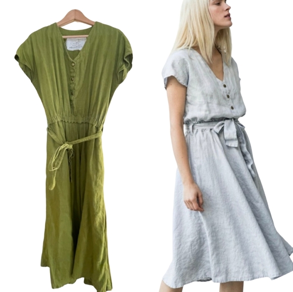 chinese dress ladies Brown Polka Dot Wrap Linen Dress  CANNES-2  not PERFECT LINEN